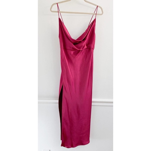 Lioness Princess Polly Magenta Walk The Line Satin Midi Dress - Picture 6 of 10